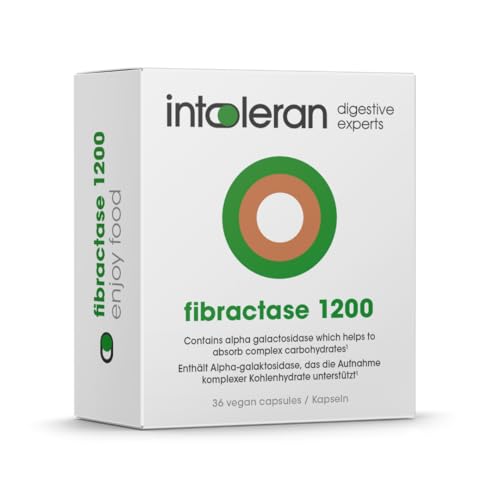 Intoleran Fibractase Forte Digestive Enzymes - 36 Capsules | Dietary Supplement for Fructan & Galactan Intolerance | Supports The Digestion of Carbohydrates; Cereals, Legumes, Onions, Kno
