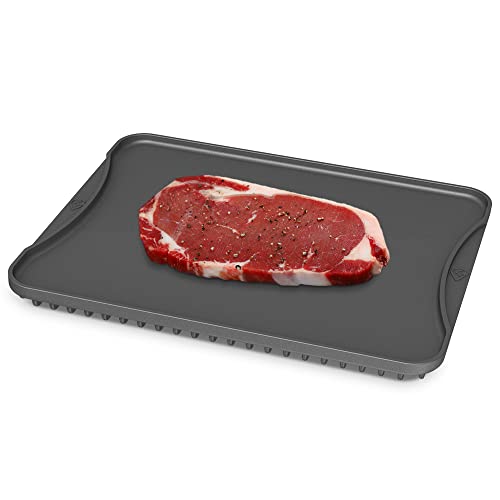 Image of Aluminum Defrosting Tray for Frozen Meat -Large Black Defrosting Tray, Fast Thawing Plate for Meat, Fish & Poultry, No Power or Chemicals Needed, Easy to Clean
