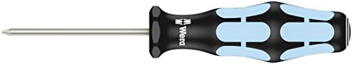 Wera 05032030001 3355 Tournevis pour vis cruciformes PZ, acier inoxydable, PZ 0 x 60 mm, Noir/Ice bleu