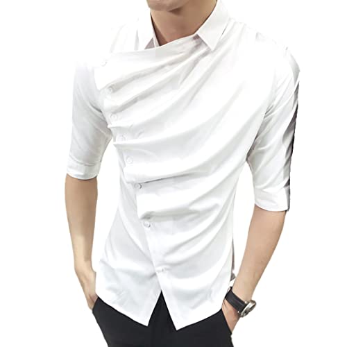 Chemise à manches longues unie blanche de coupe premium N4 décontractée pour homme