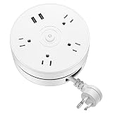 YoCosii Cord with 4 Universal AC Cords 2 Smart USB, Retractable Power Strip Surge Protector,Small Portable Desk Charging for Travel, Business, Office White