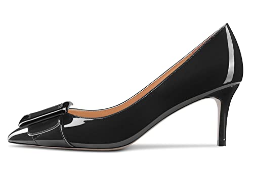 HEUIVZAR Women Pumps Pointed Toe Stiletto Mid Low Heel Slip-on Patent Dress Shoes Classic 2.5 Inch