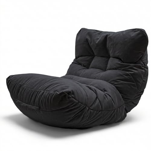 Aiire Fauteuil Pouf Salon Moderne - Pouffe Géant XXL Interieur Adulte ou Ado avec Remplissage pour Décoration de la Chambre – Gros Bean Bag ou Coussin de Sol Noir