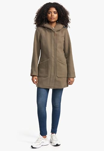 MARIKOO Abrigo para mujer con aspecto de abrigo de lana, cálido trench impermeable con capucha Maikoo XS-5XL, M - imagen 2