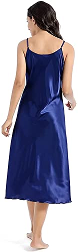Gulposa Womens Satin Nightgown Silk Slip Dress Sleepwear Sexy V Neck Negligee Lingerie Long Nightwear #TOP3