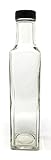 250 ml (8 oz) Square Glass Bottle with Lids (12 Pack) Marasca and Quadra Bottle