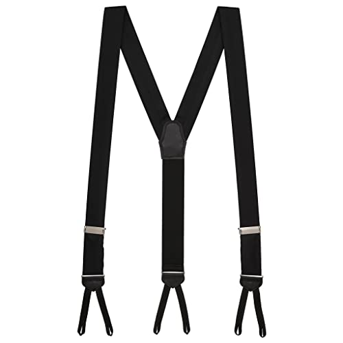 Suspender Store Jacquard Silk Black Basket Weave Suspenders - Runner End 46" For 5'2" To 6'1" Tall #TOP22