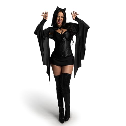 Spooktacular Creations Women Bat Shrug with Ears Headband, Bat Wings Cape, Halloween Costumes for Women Adult 2025