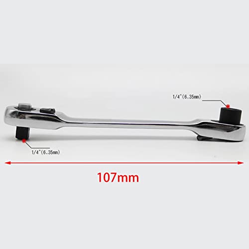 Amleso 1/4 Inch Mini Double Headed Ratchet Wrench Quick Release Ratchet Wrench Easily Switch Between 2 Swing Directions 4.2Inch Long Anti Rust #TOP2