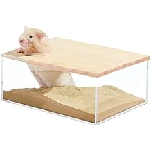 kathson Hamster Sand Bath Box Transparent Acrylic Small Animals Shower Bathtub Guinea Pigs Digging Sand Container Cage Accessories for Lemmings Gerbil Mice Hedgehog Chinchilla Rectangle