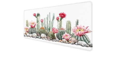 Tapis de souris de bureau Cactus XXL avec des bords cousus durables