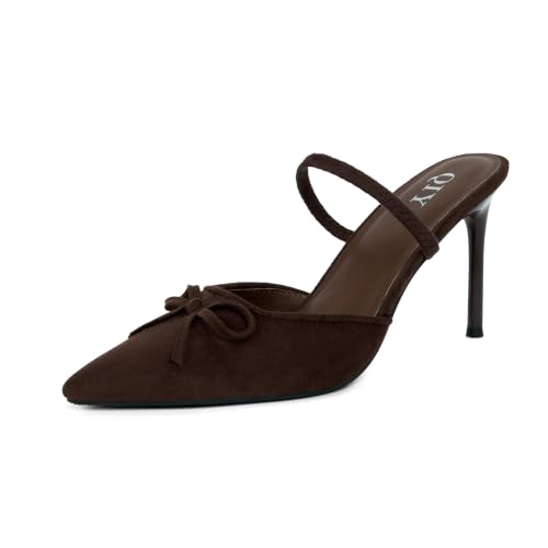 QIY Women's Pointed Toe Slingback Stiletto Pumps