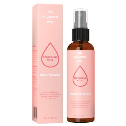 100% Pure Organic Rose Water Spray for Face Plastic Bottle (100ml) | Calms & Soothes Irritated/Red Skin | Heals Blemishes | Softens Skin & Hair | Incredibly Gentle, Triple Distilled, Vegan