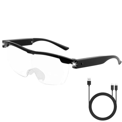 180% Magnifying Glasses for Hobbies, Reading Wearable Glasses with 2 LED Lights 1.8X Magnify Sight Spectacles for Hobbies Elderly Close Work Reading Jewellers Repairing