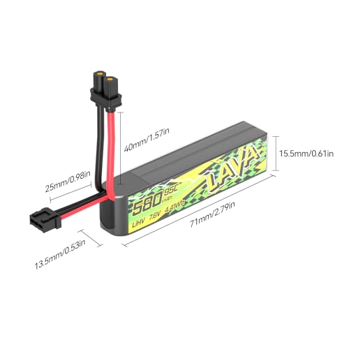 BETAFPV 2 szt. Bateria Lava II 2S, 580 mAh, 7,6 V, 95C, LiHV, Lipo ze złączem XT30, JST-XH2.54, wtyczka ładująca kompatybilna z bezszczotkowym Whoop Drone Quadcopter Like Pavo Pico II, Pavo Femto