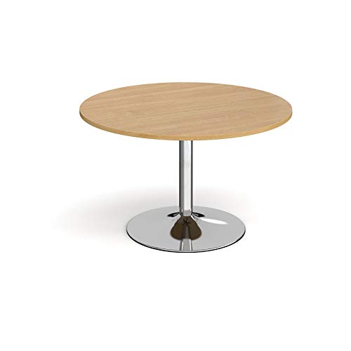 Mr Office Trumpet base circular boardroom table - chrome frame, Oak, 1200