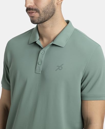 Image of Jockey AM38 Men's Microfiber Fabric Solid Half Sleeve Polo T-Shirt with StayDry & StayFresh Technology
