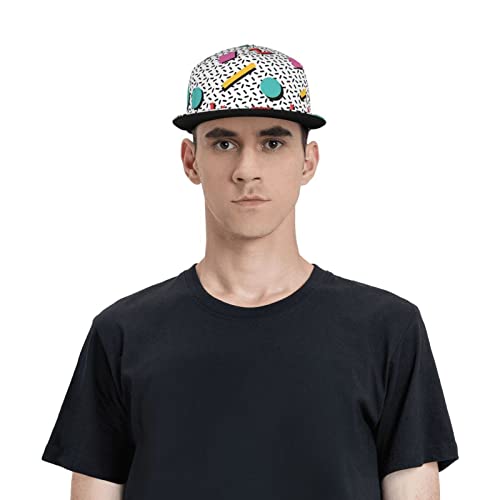 Retro Memphis 80S 90S Baseball Cap Men Women Geometric Pattern Adjustable Snapback Flat Bill Hip Hop Hat #TOP6