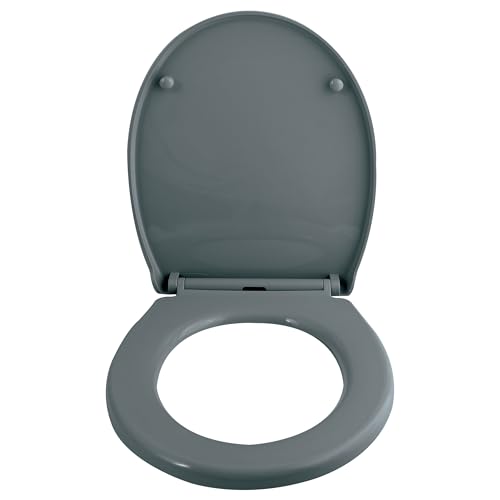 spirella Toilettendeckel oval Klodeckel mit Quick-Release-Funktion und Softclose Absenkautomatik. Antibakterielle Klobrille aus Thermoplast und rostfreiem Edelstahl abnehmbar - Anthrazit
