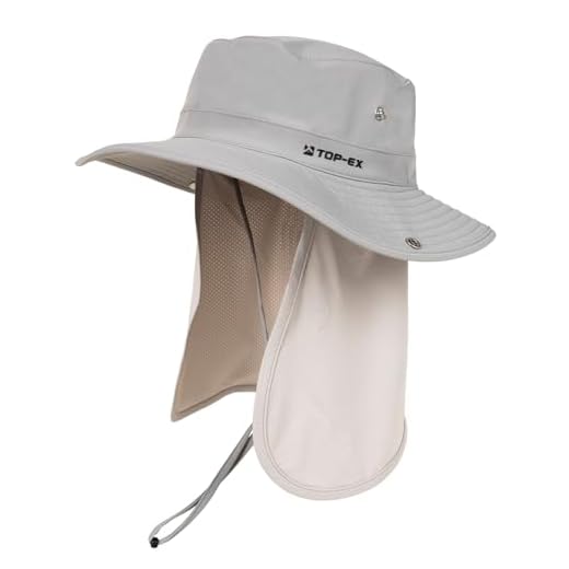 TOP-EX UVCoolix Sun Hat, Neck Flap, Grey, XL/XXL