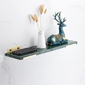 Nordic Floating Shower Caddy Shelf - 40cm Brushed Brass White Marble Wall-Mounted Storage Organizer for Bathroom Kitchen Stylish