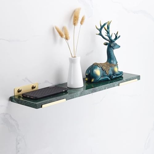 Nordic Floating Shower Caddy Shelf - 40cm Brushed Brass White Marble Wall-Mounted Storage Organizer for Bathroom Kitchen Stylish