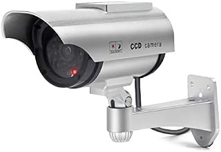 Solar Powered Fake Security Camera, Bullet Dummy Surveillance System with Realistic Red Flashing