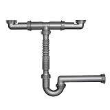 COLDDD 1-1/2' Double Kitchen Sink Drain Pipe kit, Expandable and Flexible P-Trap, Wall-Outlet, Completed Sink Pipe Replacement Kit