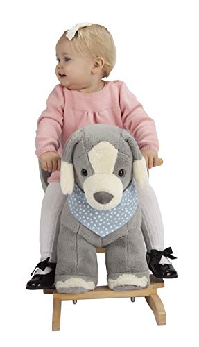 Rock My Baby Baby Rocking Horse Puppy With Chair, Plush Stuffed Animal Dog Rocker, Wooden Rocking Toy Puppy, Baby Rocker, Animal Ride On, For Girls And Boys Age 1 Year And Up (Gray Dog Puppy For 12M+) #TOP2