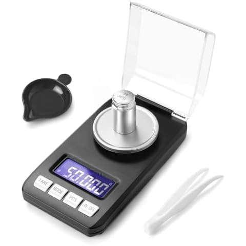 Kolohoso Digital Milligram Mg Scale 50g x 0.001g, High Precisio Portable Jewelry Scale with LCD Backlit, Tare, Powder Scale, Micro Pocket Scale for Powder Medicine, Gold, Gem, Reloading Cover