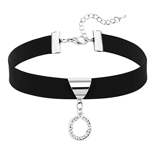Stfery Collier Femme Ras de Cou Sexy, Ras de Cou Sexy Gothique Accessoire Bijoux Punk Acier Inoxydable Argent Noir 31.5CM Cover