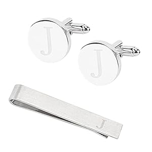 GORGECRAFT Klassieke Manchetknopen voor Mannen Tie Clips en Manchetknopen Sets voor Mannen Alfabet Initiële Letter Manchetknopen voor Formele Zakelijke Bruiloft,J