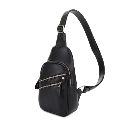 JESSIE & JAMES Jeannie Unisex Multi-Pocket Sling Bag Crossbody Backpack Purse - Black