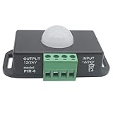 OZXNO 1 Pcs 12 V 24 V Motion Sensor Black Infrared Motion Detector Body Motion Sensing Light Switch Adjustable LED Low Voltage Motion Sensor for Flexible LED Strip Lights