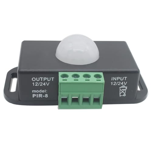 OZXNO 1 Pcs 12 V 24 V Motion Sensor Black Infrared Motion Detector Body Motion Sensing Light Switch Adjustable LED Low Voltage Motion Sensor for Flexible LED Strip Lights