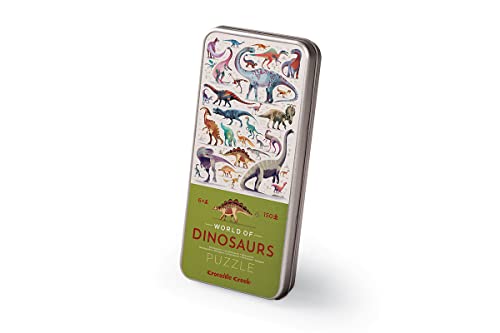 Crocodile Creek-150 pcs Tin World of Dinosaurs Puzzles, 3843101, Multicolore, único