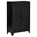 Produktbild HOMCOM Sideboard Aktenschrank mit Lamellentüren Kleiderschrank Lagerschrank industriell Metall Schrank mit 2 verstellbaren Einlegeböden Wohnzimmer Schlafzimmer Schwarz 75 x 33 x 110 cm