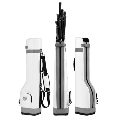 KCNN クラブケース、ゴルフバッグ 、PUレザー、自立 、14本収納、大容量、軽量、防水、耐摩耗性、練習用、旅行用、 男女兼用 (ホワイト)