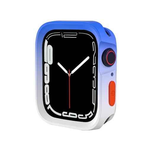 SDOCEBF Rugged Case for Apple Watch Case 41mm 40mm Series 9/8/7/6/5/4/SE3/2/1, Soft Flexible TPU Shockproof Protective Cover Thin Bumper for iWatch 41mm 40mm, Blue-White