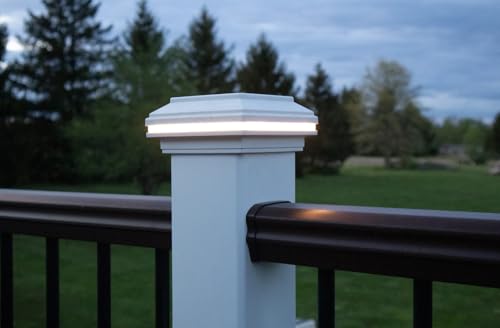 Tru-Scapes® 4.5” Composite LED Low Voltage Deck Post Cap Light (ONLY fits a Trex Transcend Post) (White) (NOT Solar) - Works with Trex LightHub Plug N Play System