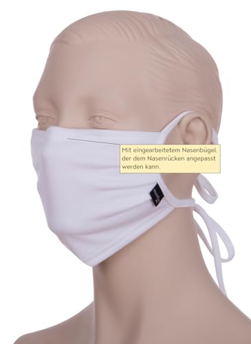 Masque barrière Trigema blanc lavable en tissu réutilisable avec liens lot de 10 pièces mixte
