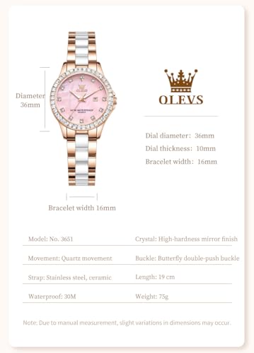 Image of OLEVS Womens Watch Gold Ladies Dress Elegant Luxury Stainless Steel Waterproof Easy to Read Small Wrist Watches for Women