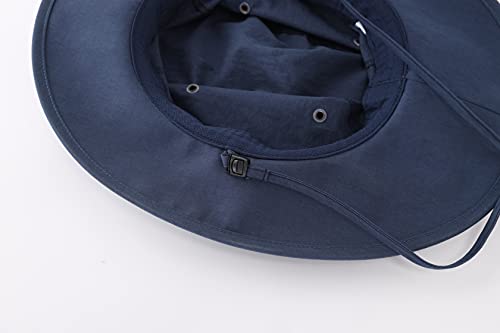 Home Prefer Upf50+ Mens Sun Hat Wide Brim Sun Protection Hat Summer Fishing Hat Navy Blue #TOP6