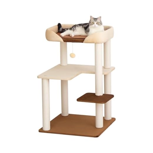 PETTIFUL 37.5" Cat Tree Tower for Large & Senior Cats, Low-Step Design