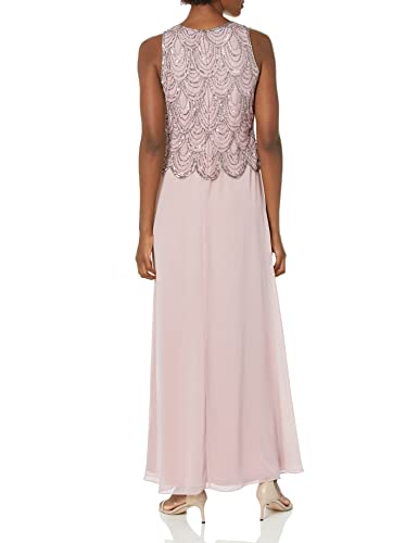 Image of J Kara Womens Plus Size Sleeveless Beaded Pop Over Long Dress with Scarf