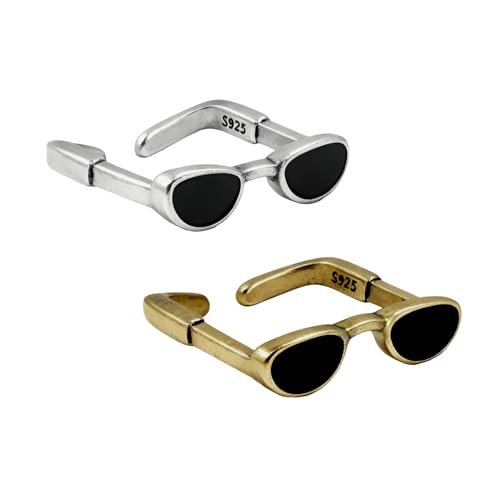 Obantrsz 2 Pack Vintage Silver Ring & Distressed Brass Rings