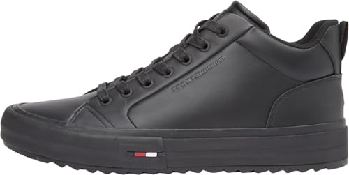 Tommy Hilfiger Hommes Nu Harlem Street Cleat Mid 3A FM0FM05704 Mid Top, Noir (Noir), 43, Black, 43 EU