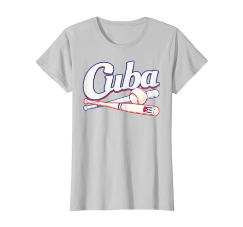 Cuba Shirt Baseball Cuban Flag T-Shirt, Women, Silver Grey, 3X-Large