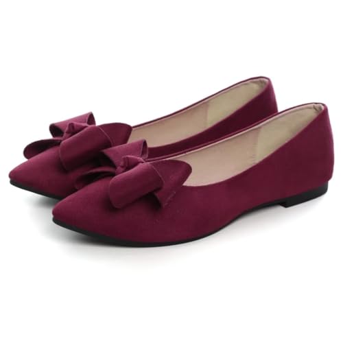 Image of TN TANGNEST Flats Shoes Women Comfort Casual Loafers | Classic Pointed Toe Bowknot Flats Cute Slip On Flats, Wear to Work Travel Walk