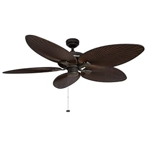 Honeywell Ceiling Fans Palm Island, 52 Inch Tropical Indoor Outdoor Ceiling Fan with No Light, Pull Chain, Three Mounting Options, 5 Palm Leaf Blades, Wet-Rated - 50207-01 (Bronze) Honeywell Ceiling Fans Palm Island 52 Inch Tropical Indoor Outdoor Ceiling Fan with No Light Pull Chain Three Mounting Options 5 Palm Leaf Blades Wet Rated 50207 01 Bronze